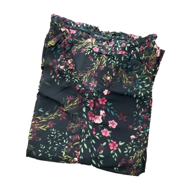 Well Worn Women's Floral Button Front Blouse Size 3X NWT - Picture 3 of 12